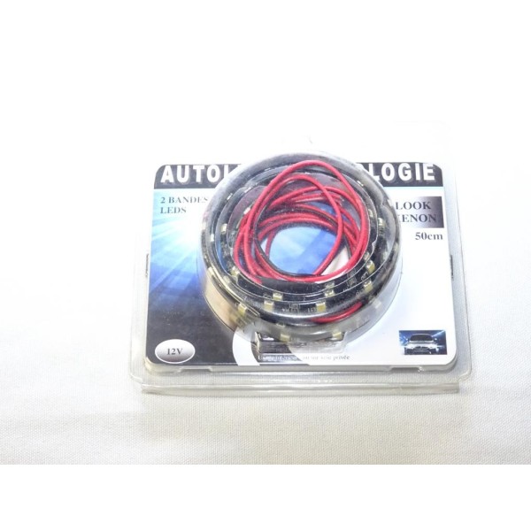 Blister 2 bandes LED lampe effet xenon 12V 50cm Autoled 0127 universelle  