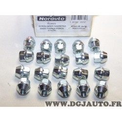 Pack 20 ecrous de roue conique M12x1.25 SW19 fixation jante Norauto 320372