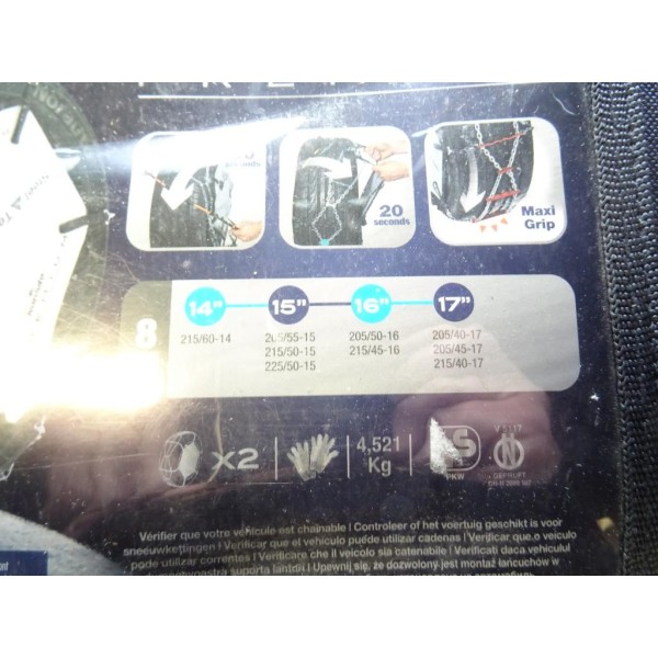 Paire chaines neige Norauto premium 8 VIII pour pneu roue jante 215/60/14 205/55/15 215/50/15 225/50/15 205/50/16 215/45/16 205/