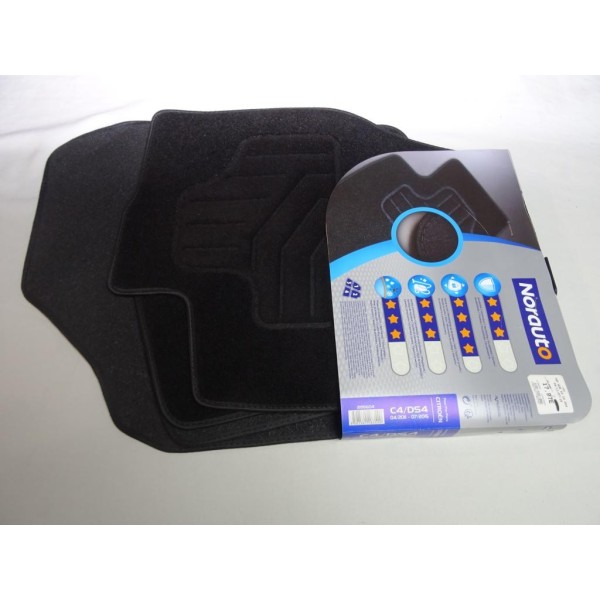 Ensemble 4 tapis de sol sur mesure avant + arriere Norauto 2195604 pour citroen C4 DS4 de 04/2011 à 07/2015  