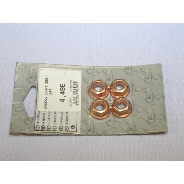 Blister 4 ecrous fixation echappement Bosal 258047 pour chevrolet citroen daewoo daihatsu fiat ford honda hyundai isuzu kia mazd