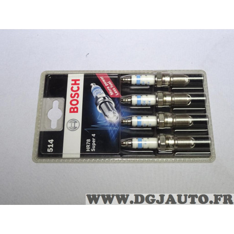 Blister 4 bougies allumage Bosch 0242232806 HR78 super 4 pour alpine A310 V6 peugeot 104 204 205 304 305 309 504 505 audi 100 A6
