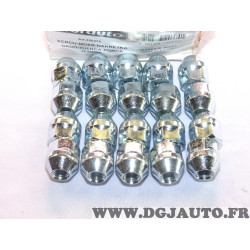 Lot 20 ecrous conique fixation roue jante M12x1.5 SW21 Norauto 320374