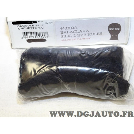 Cagoule soie chouette TNT 440200A noire 2 yeux 