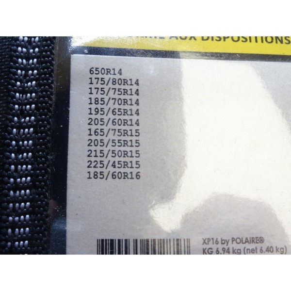 Paire chaines neige 16mm Polaire XP16 102 pour pneu roue jante 650/14 175/80/14 175/75/14 185/70/14 195/65/14 205/60/14 165/75/1