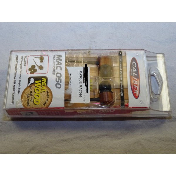 Paire ecouteurs filaire Caliber MAC050 8714505040882 avec vrai bois  