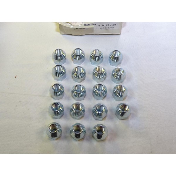 Lot 19 ecrous conique fixation roue jante M12x1.25 SW21 Norauto 320371 2890912 