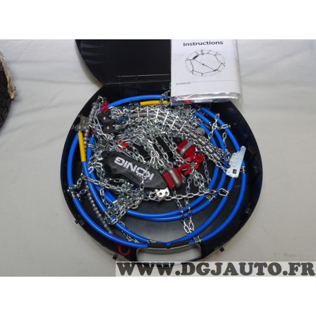 Paire chaines neige Konig N°100 CS-9 pour auto pneu roue jante 215/70/14 195/80/15 215/70/15 225/65/15 235/60/15 215/60/16 225/5