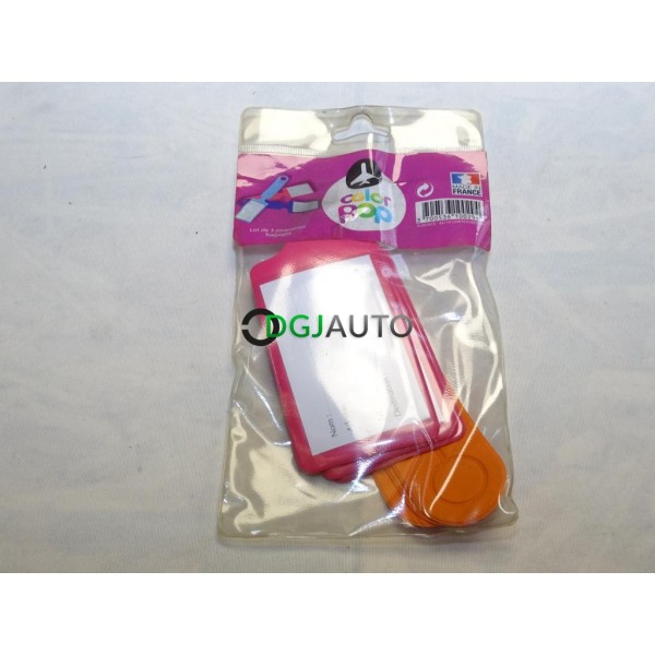 Blister 3 étiquettes bagages valise voyage rose et orange Color pop 3700536100294* 