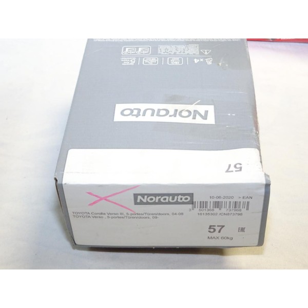 Kit pieds fixation barre de toit Norauto N°57 16135302 pour toyota corolla verso 5 portes de 2004 à 2008 verso partir de 2009 
