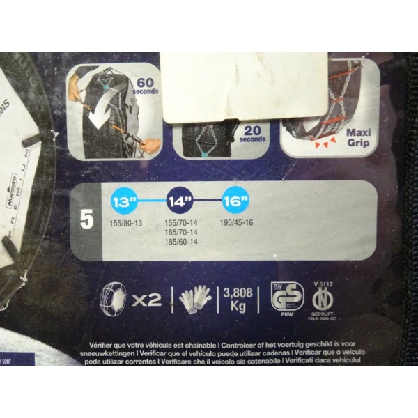 Paire de chaines neige Norauto premium N°5 V pour pneu roue 155/80/13 155/70/14 165/70/14 185/60/14 195/45/16 155 80 13 155 70 1