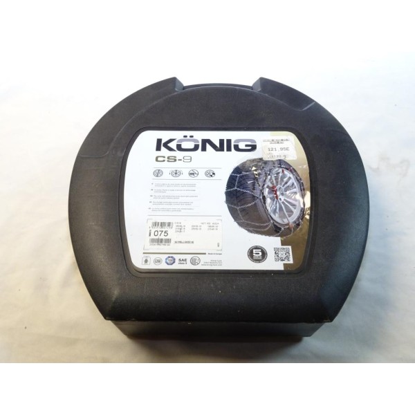 Paire chaines neige Konig CS9 075 pour pneus 185/60/16 205/55/15 185/55/16 215/50/15 205/50/16 215/45/16 225/35/17 185 60 16 205