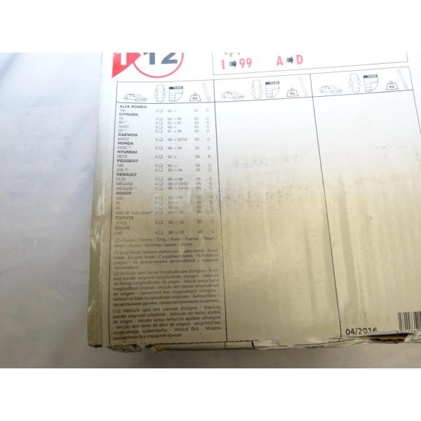 Kit pieds fixation barre de toit Klaxcar N°12 pour alfa romeo 166 citroen AX BX saxo ZX daewoo matiz honda civic hyundai getz pe