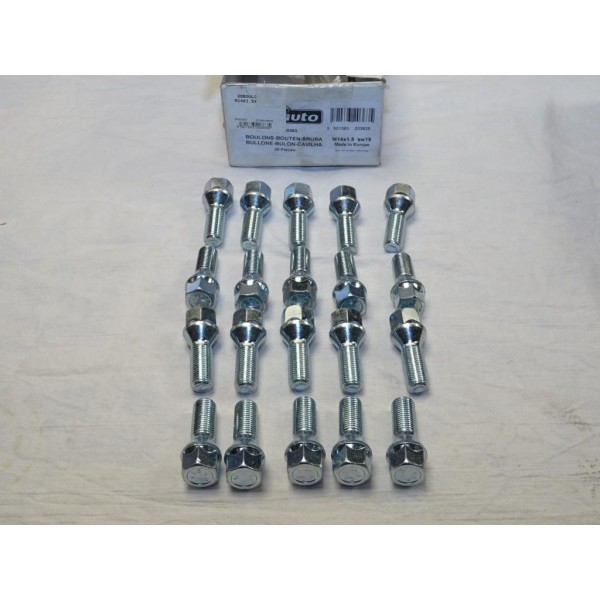 Lot 20 boulons de roue fixation jante M14x1.5 SW19 Norauto 320363 