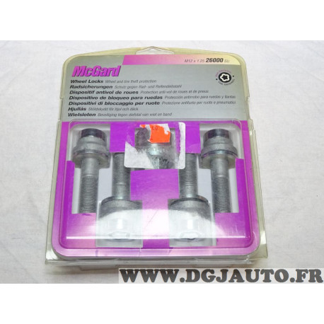 Kit 4 boulons ecrou antivol roue jante M12x1.25 M12 x 1.25 Mcgard 26000SU pour citroen BX CX xsara picasso visa alfa romeo 155 
