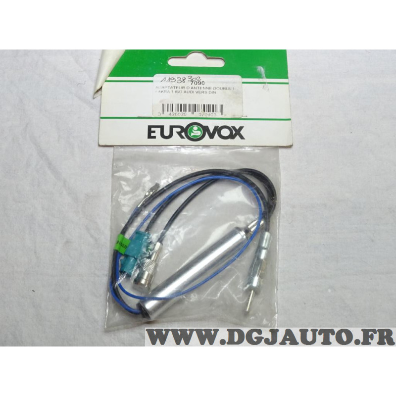Adaptateur antenne double 1 fakra 1 iso audi vers DIN Eurovox 7090, au  meilleur prix 1.83 sur DGJAUTO