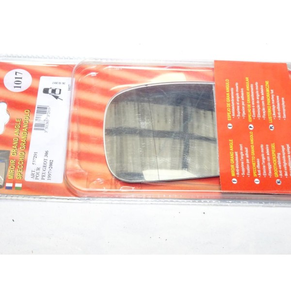 Vitre miroir glace retroviseur avant gauche grand angle MAD N°1017 537291 pour peugeot 306 de 1997 à 2002 