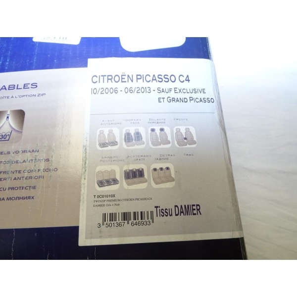 Kit complet housses protection sieges sur mesure Norauto premium T0C01010X pour citroen C4 picasso de 10/2006 à 06/2013 sauf exc