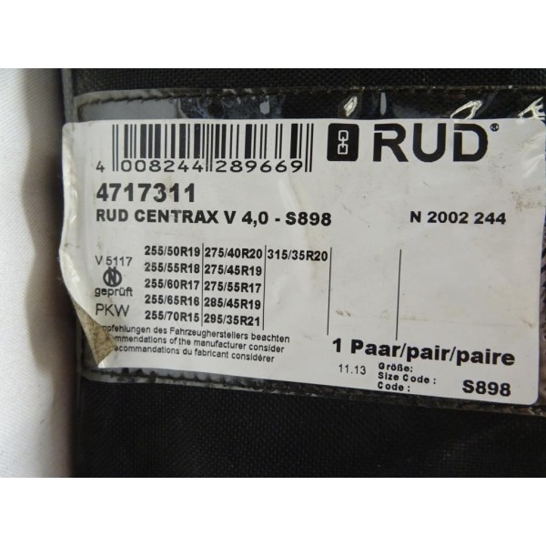 Paire chaines neige RUD 4717311 S898 pour roue pneu jante 255/70/15 205/80/16 255/65/16 255/60/17 275/55/17 255/55/18 225/55/19 