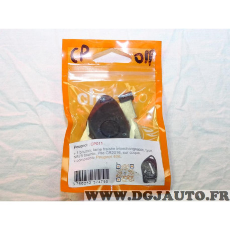 Coque clé télécommande lame à tailler Clé auto Cleauto CP011 pour peugeot 406 