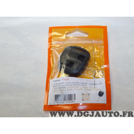 Coque clé télécommande lame à tailler Clé auto TY002 pour toyota RAV4 yaris cordia land cruiser auris fortuner tarago camry coro