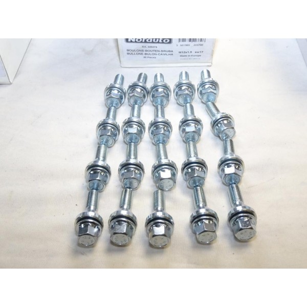 Lot 20 boulons de roue fixation jante M12x1.25x26 SW17 Norauto 320379 