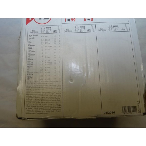 Kit pieds support fixation barre de toit Klaxcar N°12 pour alfa romeo 166 citroen AX BX saxo ZX daewoo matiz honda civic hyundai