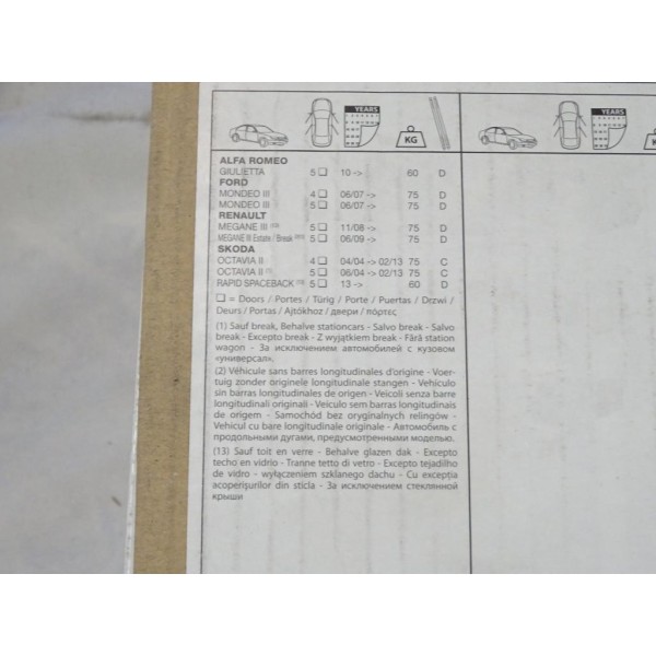 Kit pieds fixation barre de toit Klaxcar N°11 pour alfa romeo giulietta ford mondeo 3 III renault megane 3 III skoda octavia 3 I