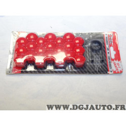 Blister 20 bouchons rouge cache boulon ecrou roue jante 17mm J-tec 30815 2213989 universel 