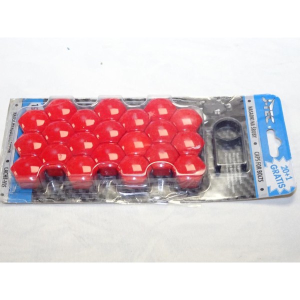 Blister 20 bouchons rouge cache boulon ecrou roue jante 19mm J-tec 30816 2213990 universel 