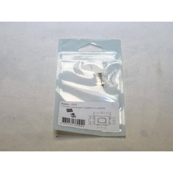 Lot 5 switchs rectangle 4 pattes bouton poussoir télécommande clé Clé auto SW3 