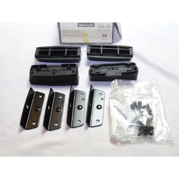 Kit pieds fixation barres de toit Norauto N°09 pour ford focus 2 II de 2005 à 2011 c-max cmax de 2003 à 2010 