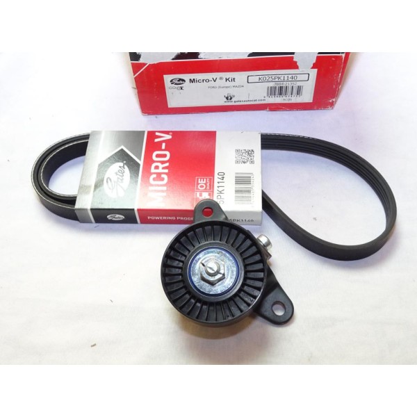 Kit courroie accessoire 5PK1140 + galet tendeur Gates K025PK1140 pour ford fiesta 4 IV mazda 121 1.8D 1.8 D diesel 