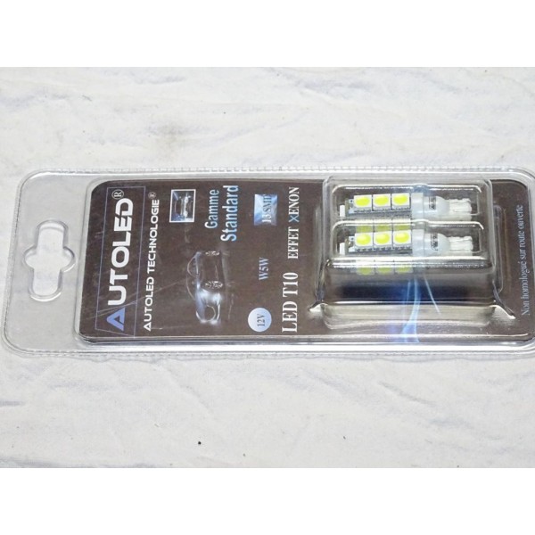 Blister 2 ampoules LED W5W T10 effet xenon Autoled 0003 