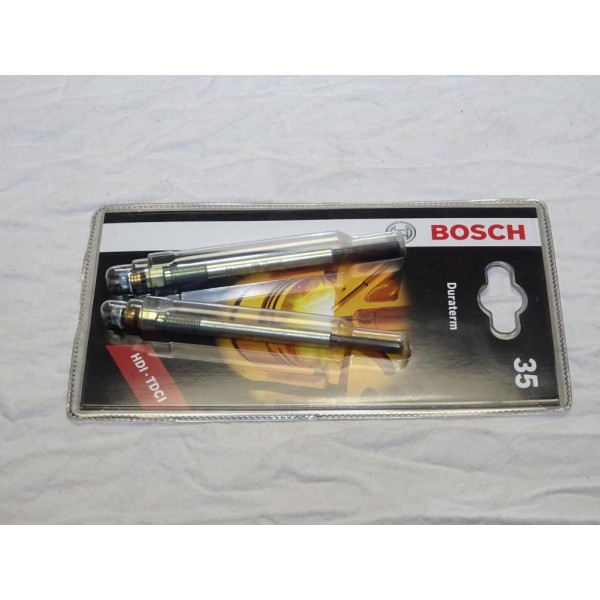 Blister 2 bougies de prechauffe Bosch N°35 0250404902 pour citroen C2 C3 C4 C5 berlingo xsara ford fiesta focus fusion mazda 2 3