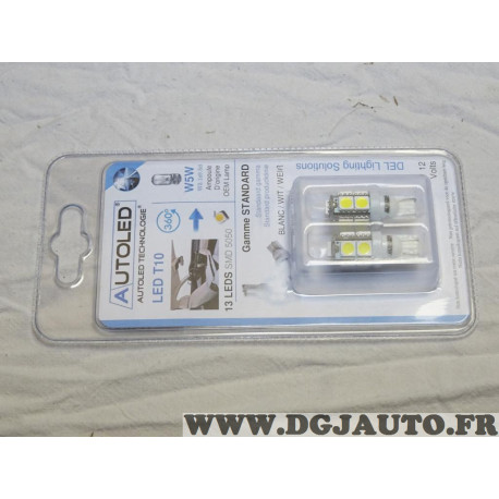Blister 2 ampoules LED blanc W5W T10 Autoled 0002 