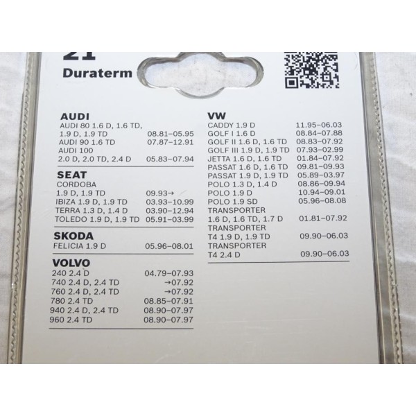 Blister 2 bougies de prechauffe Bosch N°21 0250201941 pour audi 80 90 100 seat cordoba ibiza terra toledo skoda felicia volkswag