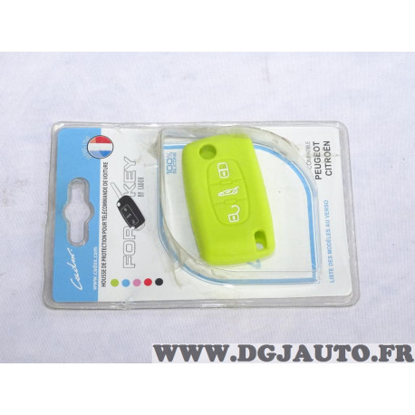 Housse étui vert coque de clé télécommande 3 boutons Cadox 790004V S-PSA307S pour citroen peugeot 