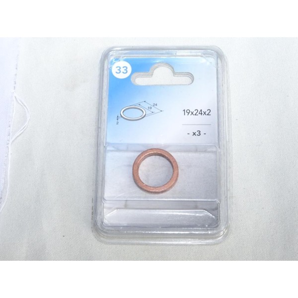 Pack 3 joints bouchon de vidange 19x24x2 Norauto N°33 
