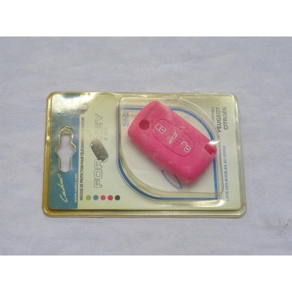 Housse étui rose coque de clé télécommande 3 boutons Cadox 790004F S-PSA307S pour citroen peugeot 