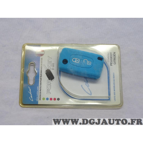 Housse étui bleu coque de clé télécommande 2 boutons Cadox 790002B  S-PSA207S pour peugeot 107 1007 partner citroen C1 C2 C3 C4 C - DGJAUTO