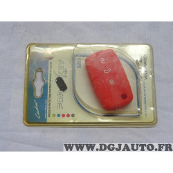 Housse étui rouge coque de clé télécommande 3 boutons Cadox 790011R S-VW302S pour audi volkswagen seat skoda