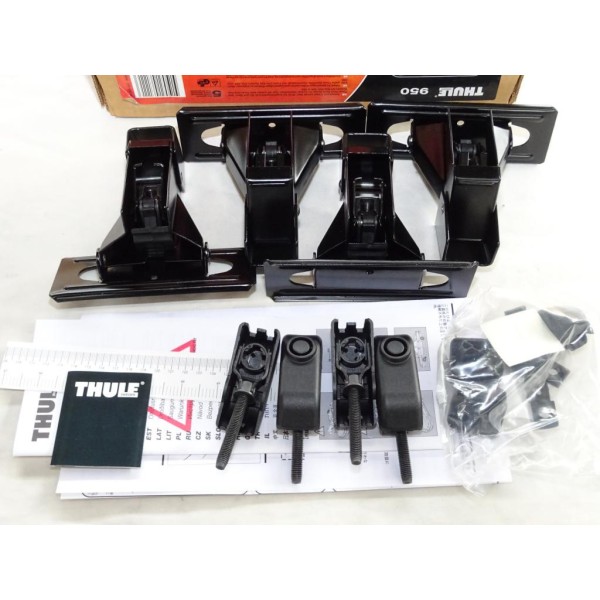 Kit pieds carrés fixation barre de toit thule N°950 pour voitures sans gouttieres 