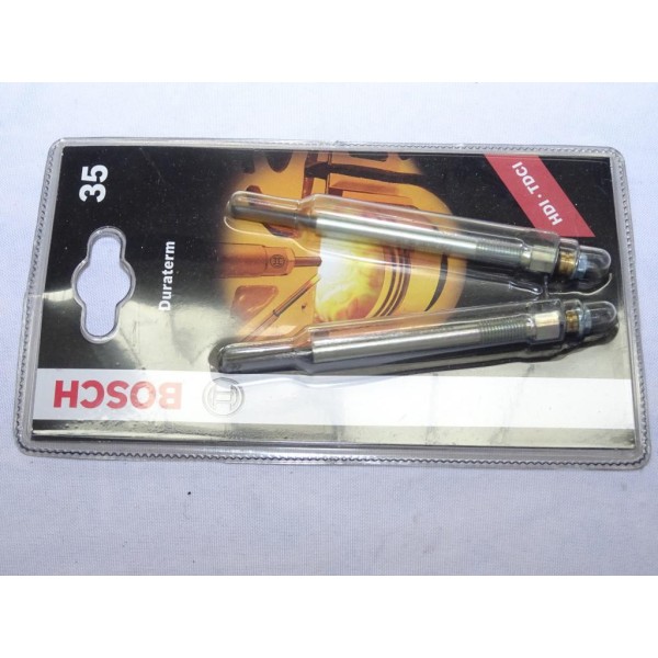Blister 2 bougies de prechauffe duraterm Bosch N°35 0250404902 pour citroen C2 C3 C4 C5 berlingo xsara ford fiesta focus fusion 