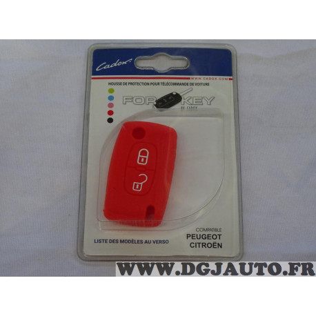 Housse étui rouge coque de clé télécommande 2 boutons Cadox 790002R S-PSA207S pour peugeot 107 1007 partner citroen C1 C2 C3 C4 