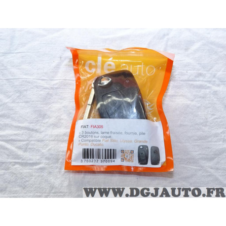 Coque clé télécommande avec lame à tailler Clé auto FIA305 pour fiat stilo ulysse grande punto ducato 