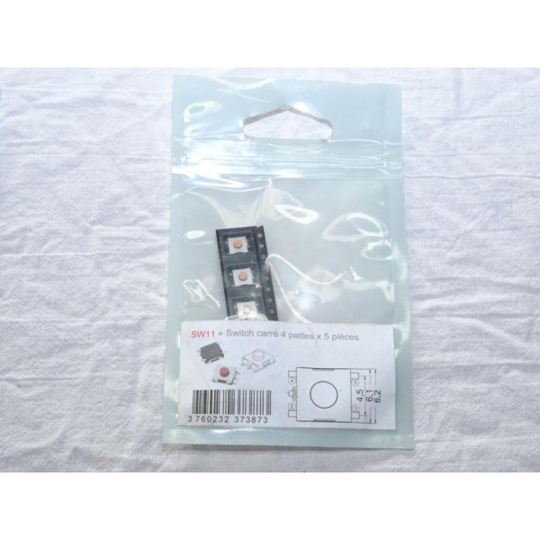 Lot 5 switchs carré 4 pattes bouton poussoir télécommande clé Clé auto SW11 SW 11 
