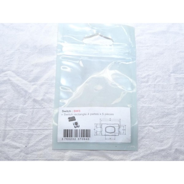 Blister 5 switchs rectangle 4 pattes bouton poussoir télécommande clé Clé auto SW3 SW 3 