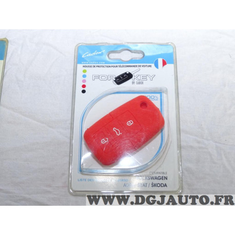 Housse rouge coque de clé télécommande 3 boutons Cadox 790011R S-VW302S pour audi volkswagen seat skoda 