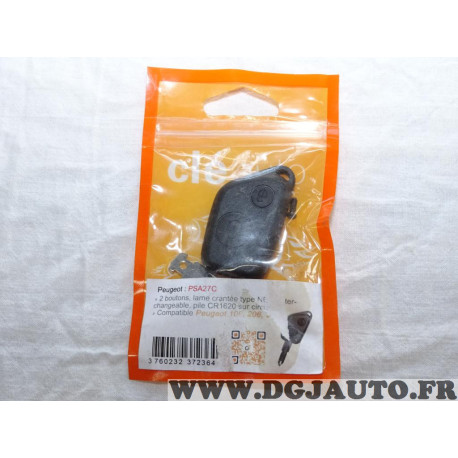 Clé vierge à tailler télécommande 2 boutons Cle auto PSA27C pour peugeot 106 206 